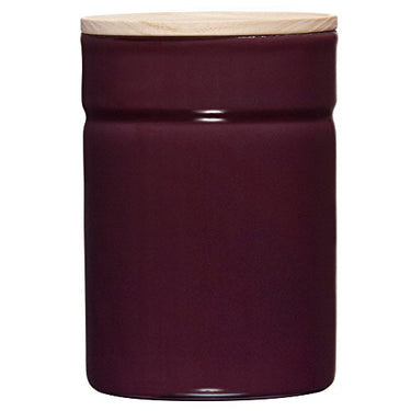Riess, 2172-201, Vorratsdose mit Eschenholzdeckel, Durchmesser 8 cm, Höhe 12 cm, Inhalt 525 ml, DARK AUBERGINE, KITCHEN-MANAGEMENT, Truehomeware, Emaille im Sale